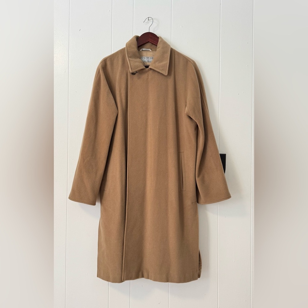 Max Mara Camel Wool Wrap Coat Size 10